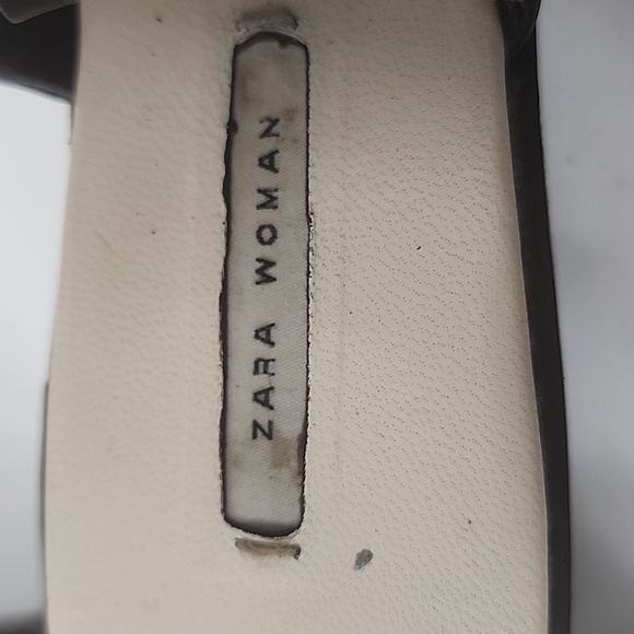 Zara Black sandals with brown wood platform heel Size 38 - Picture 7 of 9